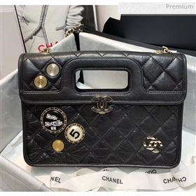 Chanel Aged Calfskin Flap Bag With Chrams AS1430 Black 2020 (JY-20042235)