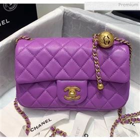 Chanel Lambskin &amp; Gold-Tone Metal Flap Bag AS1787 Purple 2020 (SS-20042245)