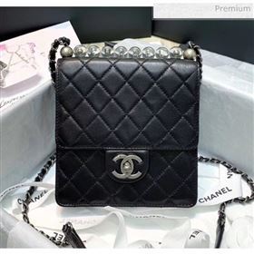 Chanel Acrylic Beads Goatskin Mini Falp Bag AS0584 Black/Silver 2020 (SS-20042205)