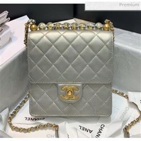 Chanel Acrylic Beads Goatskin Mini Falp Bag AS0584 Silver 2020 (SS-20042207)