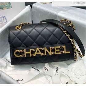 Chanel Calfskin Small Flap Bag With Logo Chain AS1490 Black 2020 (SS-20042136)