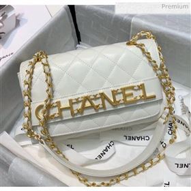 Chanel Calfskin Small Flap Bag With Logo Chain AS1490 White 2020 (SS-20042135)