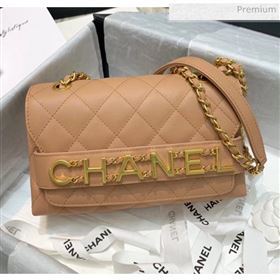 Chanel Calfskin Small Flap Bag With Logo Chain AS1490 Beige 2020 (SS-20042137)