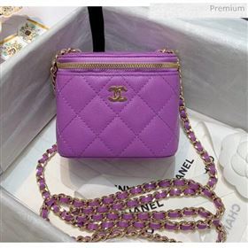 Chanel Grainy Leather Mini Vanity with Classic Chain AP1340 Purple 2020 (SS-20042503)
