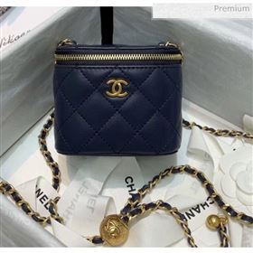 Chanel Lambskin Small Classic Box with Chain And Gold Metal Ball AP1447 Navy Bl;ue 2020 (SS-20042506)