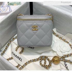 Chanel Lambskin Small Classic Box with Chain And Gold Metal Ball AP1447 Grey 2020 (SS-20042507)
