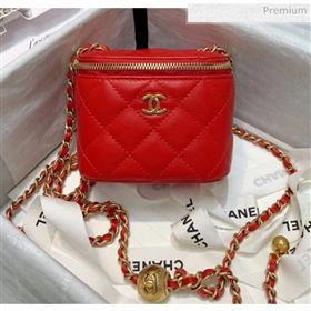 Chanel Lambskin Small Classic Box with Chain And Gold Metal Ball AP1447 Red 2020 (SS-20042510)