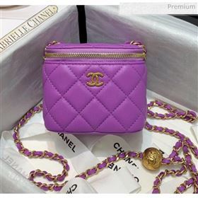 Chanel Lambskin Small Classic Box with Chain And Gold Metal Ball AP1447 Purple 2020 (SS-20042512)