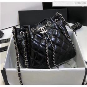 Chanel Aged Calfskin Drawstring Bag With Chain Edge AS1803 Black 2020 (SS-20042209)