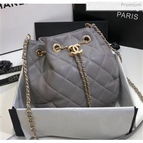 Chanel Lambskin Large Drawstring Bag With Chain AS1699 Grey 2020 (SS-20042212)