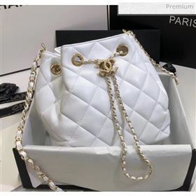 Chanel Lambskin Large Drawstring Bag With Chain AS1699 White 2020 (SS-20042213)