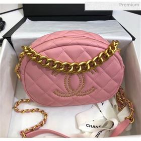 Chanel Lambskin Studs Camera Case Clutch Bag With Chain AS1511 Pink 2020 (SS-20042221)