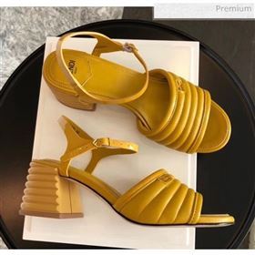 Fendi Leather Promenade Sandals With Wide Topstitched Band Yellow 2020 (MD-20042323)