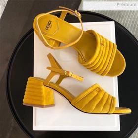 Fendi Suede Promenade Sandals With Wide Topstitched Band Yellow 2020 (MD-20042331)