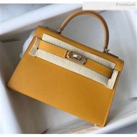 Hermes Mini Kelly II Handbag in Original Epsom Leather Yellow (Gold Hardware) (FL-20043003)