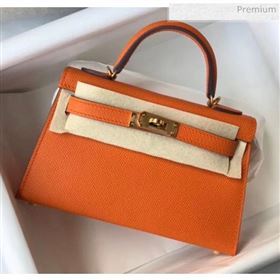 Hermes Mini Kelly II Handbag in Original Epsom Leather Orange (Gold Hardware) (FL-20043005)