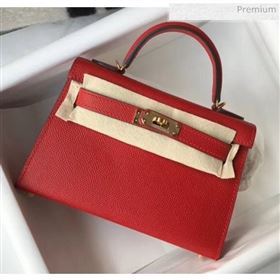 Hermes Mini Kelly II Handbag in Original Epsom Leather Red (Gold Hardware) (FL-20043006)