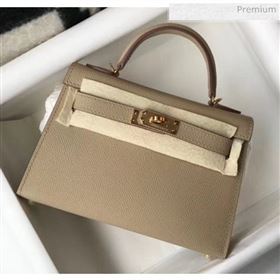 Hermes Mini Kelly II Handbag in Original Epsom Leather Dove Grey (Gold Hardware) (FL-20043007)