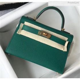 Hermes Mini Kelly II Handbag in Original Epsom Leather Green (Gold Hardware) (FL-20043010)