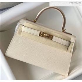 Hermes Mini Kelly II Handbag in Original Epsom Leather Off-White(Gold Hardware) (FL-20043012)