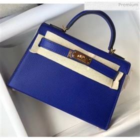 Hermes Mini Kelly II Handbag in Original Epsom Leather Electric Blue (Gold Hardware) (FL-20043013)