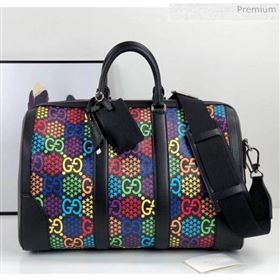 Gucci Medium GG Psychedelic Carry-on Duffle Bag 601294 Black/Multicolor 2020 (DHL-20043034)