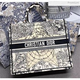 Dior Large Book Tote with Star Embroidery White/Black 2020 (XXG-20042931)