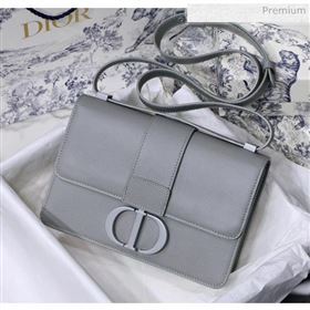 Dior 30 Montaigne Stamped Grain Calfskin Flap Bag With Matte Tonal CD Clasp Grey Stone 2020 (XXG-20042936)