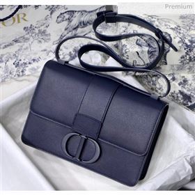 Dior 30 Montaigne Stamped Grain Calfskin Flap Bag With Matte Tonal CD Clasp Deep Blue 2020 (XXG-20042937)