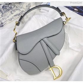 Dior Mini Saddle calfskin bag in Grainy Calfskin Grey Stone 2020 (XXG-20042942)