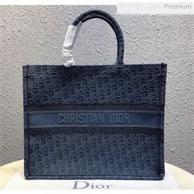 Dior Large Oblique Embroidered Denim Dior Book Tote Blue 2020 (XXG-20042926)