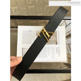 Louis Vuitton LV Tilt Grained Calfskin Belt 40mm with LV Buckle Black 2020 (99-0022103)