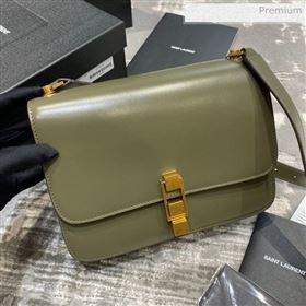 Saint Laurent Carre Satchel Box Bag in Smooth Leather 585060 Green 2019 (JD-0022421)