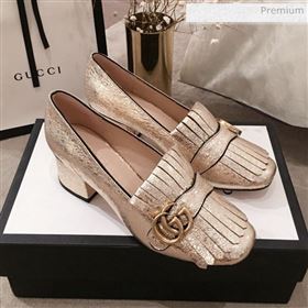 Gucci Metallic Leather GG Fringe Pumps 408208 Gold 2019 (KL-0022527)