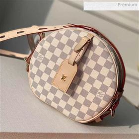 Louis Vuitton Boite Chapeau Souple MM Damier Azur Canvas Round Chain Clutch M52294 Nude 2018 (KI-0022314)