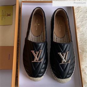 Louis Vuitton Chevron Lambskin Flat Espadrilles Black 2020 (MD-0030314)