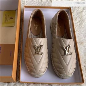 Louis Vuitton Chevron Lambskin Flat Espadrilles Nude 2020 (MD-0030318)