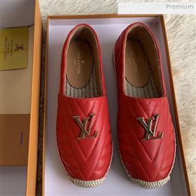Louis Vuitton Chevron Lambskin Flat Espadrilles Red 2020 (MD-0030315)