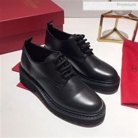 Valentino Calfskin Lace-up Buckle Loafers Black 2020 (MD-0030320)