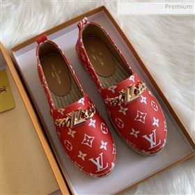 Louis Vuitton Monogram Logo Chain Espadrilles Red 2020 (HB-0030328)