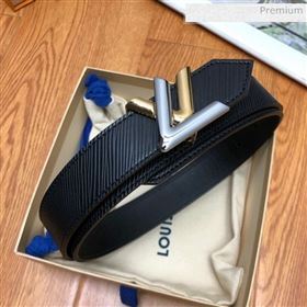 Louis Vuitton Twist Epi Leather Belt 30mm with Silver and Gold LV Buckle Black 2020 (99-0030336)