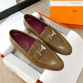 Hermes Paris Lambskin Flat Loafers Brown 2020 (MD-0030710)