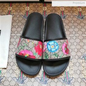 Gucci GG Flora Flat Slide Sandals ‎602096 Black 2020 (For Women and Men) (MD-0030707)