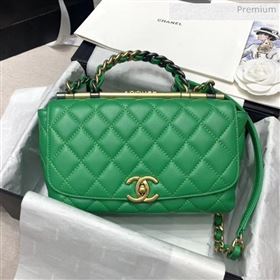 Chanel Quilted Calfskin Medium Flap Bag with Top Handle AS1756 Green 2020 (JY-0030105)