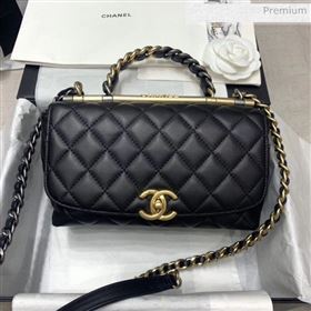 Chanel Quilted Calfskin Medium Flap Bag with Top Handle AS1756 Black 2020 (JY-0030106)