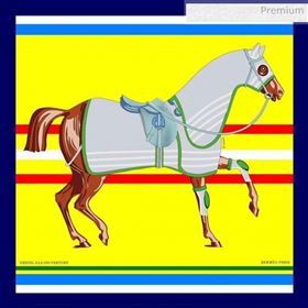 Hermes Silk Twill Horse Square Scarf 90x90 Yellow 2020 (WNS-0030407)