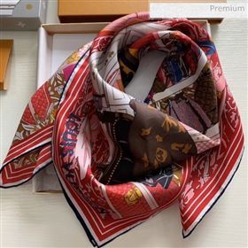 Louis Vuitton Privé Silk Twill Dream Closet Square Scarf 90x90 Red 2020 (WNS-0030411)