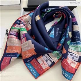 chaneI Silk Twill Square Scarf 90x90 AA6563 Navy Blue 2020 (WNS-0030413)