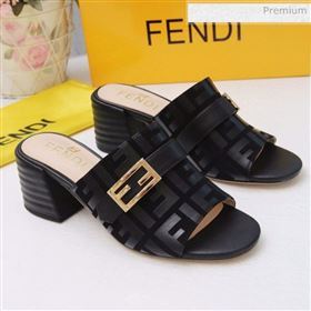 Fendi Promenade FF Heel Slide Sandals Black 2020 (MD-20030811)