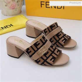 Fendi Promenade FF Heel Slide Sandals Khaki 2020 (MD-20030813)